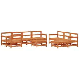vidaXL Garten-Lounge-Set 10-tlg. Wachsbraun