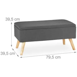 Relaxdays Truhenbank gepolstert Grau 39,5 x 79,5 x 39,5 cm