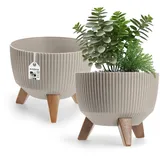Kadax Blumentopf aus Kunststoff mit drei Einsteckstützen, 24 cm Taupe