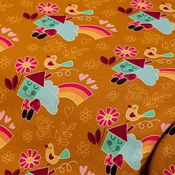 Bio-Baumwolljersey "Kidswear – Sally's House" by Hamburger Liebe, senf-color