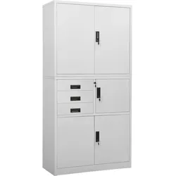 Büroschrank Hellgrau 90x40x180 cm Stahl