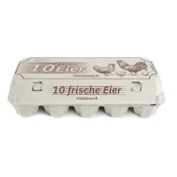 Funny Eierschachteln, bedruckt mit "10 Frische Eier", weiß AG-426 , 1 Folie = 154 Stück
