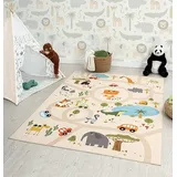 The CarPET Happy Life«, rechteckig, 4 mm Höhe, Life Kinderzimmer Teppich Spielteppich pflegeleicht, beige 80 x 150 cm