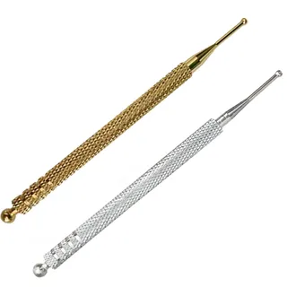 healeved Akupunkturstift, Meridianstift Akupressur Stab, Akupressurstift Massage Stift, Akupunkturstäbchen Narbenpflege Edelstahl, Länge 10 cm Kugel Ø 2/5 mm