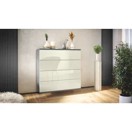 Vladon Pavos V3 76 x 76 x 35 cm Anthrazit matt / Creme Hochglanz