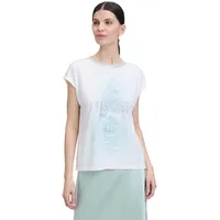 Cartoon Rundhals-Shirt mit Placement in Patch Cream/Light Blue |