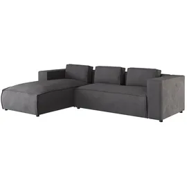 s-style möbel Modernes Ecksofa Porto aus Grau Cord und weichem Sitz,