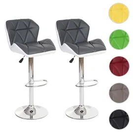 Mendler 2er-Set Barhocker höhenverstellbar Kunstleder  grau