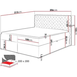 Mirjan24 Chesterfield 200 x 200 cm Blau