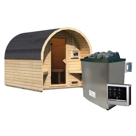 Karibu Fasshaus "lfe" inkl. 9 kW Ofen + ext. Steuerung + Dachkranz