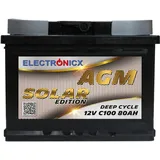 Solarbatterie 12v 80Ah AGM Batterie Electronicx Solar Edition Solarbatterie 12v Akku 12v Solar Batterien Versorgungsbatterie 12v agm Wohnwagen Batterie Wohnmobil 12v 80ah Solar akku 12V Mover Batterie