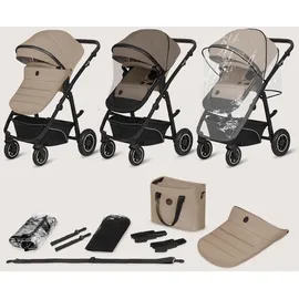 lionelo BIANKA Kinderwagen 3 in 1 bis 22 kg Babywanne Autositz Zusammenlegbar, Reise-System, Einstellung der Rückenlehne, Räder 360o Stoßdämpfer, Verdeck XXL