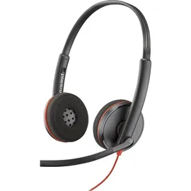 Poly Blackwire C3220 On Ear Headset kabelgebunden Stereo Rot/Schwarz