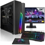 Megaport Komplett Set Gaming PC PC AMD Ryzen 5 5600G • AMD Radeon Vega 7 • 24" Monitor • Windows 11 • 16GB DDR4 • 1000GB M.2 SSD • Tastatur • Maus • WLAN • pc Gaming komplettpaket