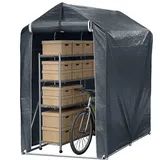 Jiubiaz Fahrradgarage Garagenzelt 187x100x165cm, Wasserdichtes Fahrradzelt 160g Pe, Uv-schutz Unterstand Für 2 Fahrräder, Stahlrahmen Verzinkt, Grau
