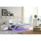 Designer Bett Betten Polsterbett Rundbett 200x200 Ehebett Doppelbett LED