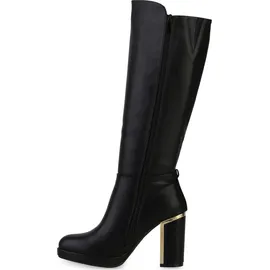 VAN HILL Damen Leicht Gefütterte Klassische Stiefel Plateau Vorne Schuhe 840613, Farbe: Schwarz, Größe: 36 - Schwarz - 36