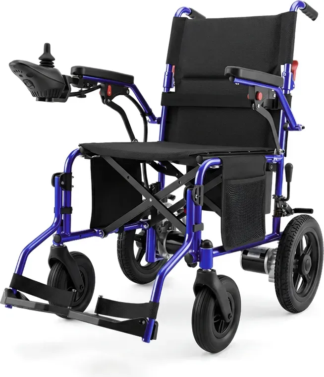 YF001 Zygenair langlebige 18-Zoll Elektrische Rollstühle für Erwachsene, leichter, faltbarer Elektro-Rollstuhl mit 500-W-Motoren, 13-Ah-Akku, 24 km Reichweite, Geländegeeignet (Blau-Lila)