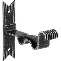 SCHÖSSWENDER Wandhalter Vorhangstange rustikal gedreht - Halterung zweiläufig, Schmiedeeisen schwarz