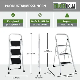 Trutzholm Trittleiter Klappleiter 3 Stufen