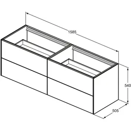 Ideal Standard Waschtisch-Unterschrank 4 Auszüge 160 x 50,5 x 54 cm Eiche hell