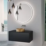 Neoro n60 Unterschrank B: 100 cm mit 1 Auszug, Waschtisch gold gebürstet, mit Lichtspiegel, BN0734BG+BN0756BM+BN0023MI,