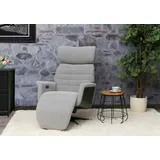 MCA Furniture MCA Relaxsessel HWC-N56, Fernsehsessel Liegesessel Fußstütze drehbar Bouclé Stoff Holz ~ Stoff grau, Holz grau