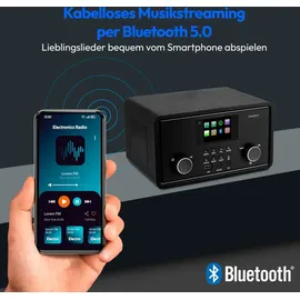 Medion P85027 Internetradio (DAB UKW Radio, Spotify Connect, WLAN, Bluetooth, Streaming, Equalizer, Farbdisplay, USB, AUX, Wecker, Schlummerf... - schwarz