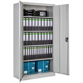 Tectake Büroschrank Stahl 180 x 90 x 40 cm grau abschließbar