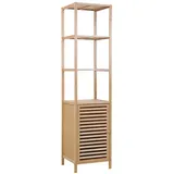 Svita Badregal L mit Tür hoher Badezimmerschrank Regale freistehend Natur Bambus