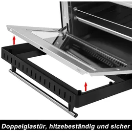 Woltu 10 Liter, 650 Watt Toasterofen Pizzaofen Backblech mit Timer 0-60 Min., Miniofen Grillrost Entnahmegriff, Schwarz