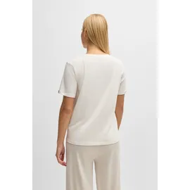 Boss T-Shirt "CI_T-Shirt", Damen, Gr. XS, weiß (open weiß 119), Single Jersey, Obermaterial: 95% Baumwolle, 5% Elasthan, unifarben, Basic, Basic normal, Rundhals, eingesetzt normaler Saum, Shirts T-Shirt, mit BOSS Logo-Schriftzug & Label