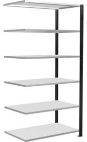 Schulte Anbauregal Büro-Steckregal MULTIplus150 2000 x 1000 x 600 mm 6 Fachböden Längenriegel schwarz/RAL 7035 lichtgrau ohne Mittelanschlag