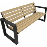 Primario Grande Gartenbank Holz mit Rückenlehne, 125 cm - Helle Eiche