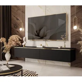 lookway AURORA TV-Lowboard 180x32x40 cm Schwarz Matt Holzwerkstoff/Metall