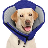 AOFITEE Halskrause Hund Große, Weich Hundekragen Leckschutz für Hunde Nach Op, Verstellbarer Anti Leckschutz Hund Halskrause, Genesungshalsband nach Operationen Vorbeugung von Biss (Blau,XL)