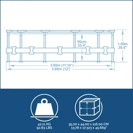 BESTWAY Steel Pro Max Frame Pool Set 366 x 100 cm holzoptik inkl. Filterpumpe