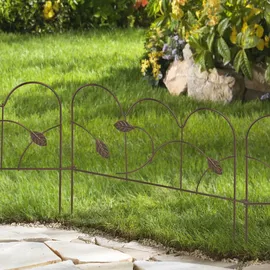 Relaxdays Beeteinfassung, 4er Set, Metall, HxB: je 28 x 38,5 cm, Beetumrandung für Garten, Zierzaun zum Stecken, Bronze