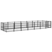 vidaXL Hundezwinger 13,14 m2 Stahl Schwarz
