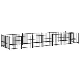 vidaXL Hundezwinger 13,14 m2 Stahl Schwarz