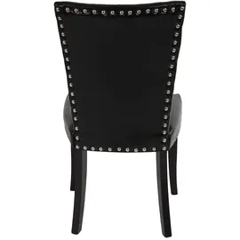 Mendler 6er-Set Esszimmerstuhl Chesterfield, Stuhl Küchenstuhl, Nieten FSC®-zertifiziert ~ Kunstleder, schwarz, dunkle Beine