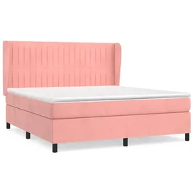vidaXL Boxspringbett mit Matratze Rosa 160x200 cm Samt - Rosa