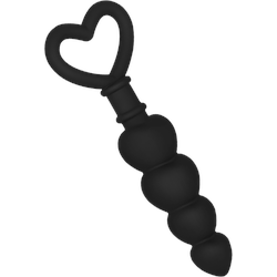 Silikon-Analkette mit Herz-Design, 15 cm, schwarz