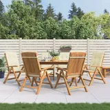 vidaXL Gartenstühle mit Kissen 6 Stk. Massivholz Teak