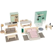 Small Foot Company small Foot 27-tlg. Komplett-Möbel-Set für Puppenhäuser, - Bunt
