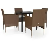 VidaXL 5-tlg. Garten-Essgruppe mit Kissen Braun und Schwarz