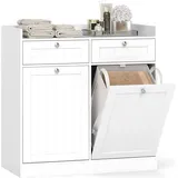 Costway Kippbarer Wäscheschrank Badezimmerschrank 79 x 80 x 40 cm Weiß