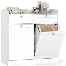 Costway Kippbarer Wäscheschrank Badezimmerschrank 79 x 80 x 40 cm Weiß