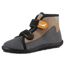 Leguano Barfußschuh LEGUANO "LEGUANITO SCIPPO", Kinder, Gr. 28, grau (grau, beige), Textil, Schuhe Barfußschuh, Klettschuh, Bequemschuh, Flat mit verstellbaren Klettverschlüssen