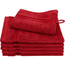 DYCKHOFF Waschhandschuh »Siena«, (Set, 6 St., 6 Waschhandschuhe), mit Bordüre, rot